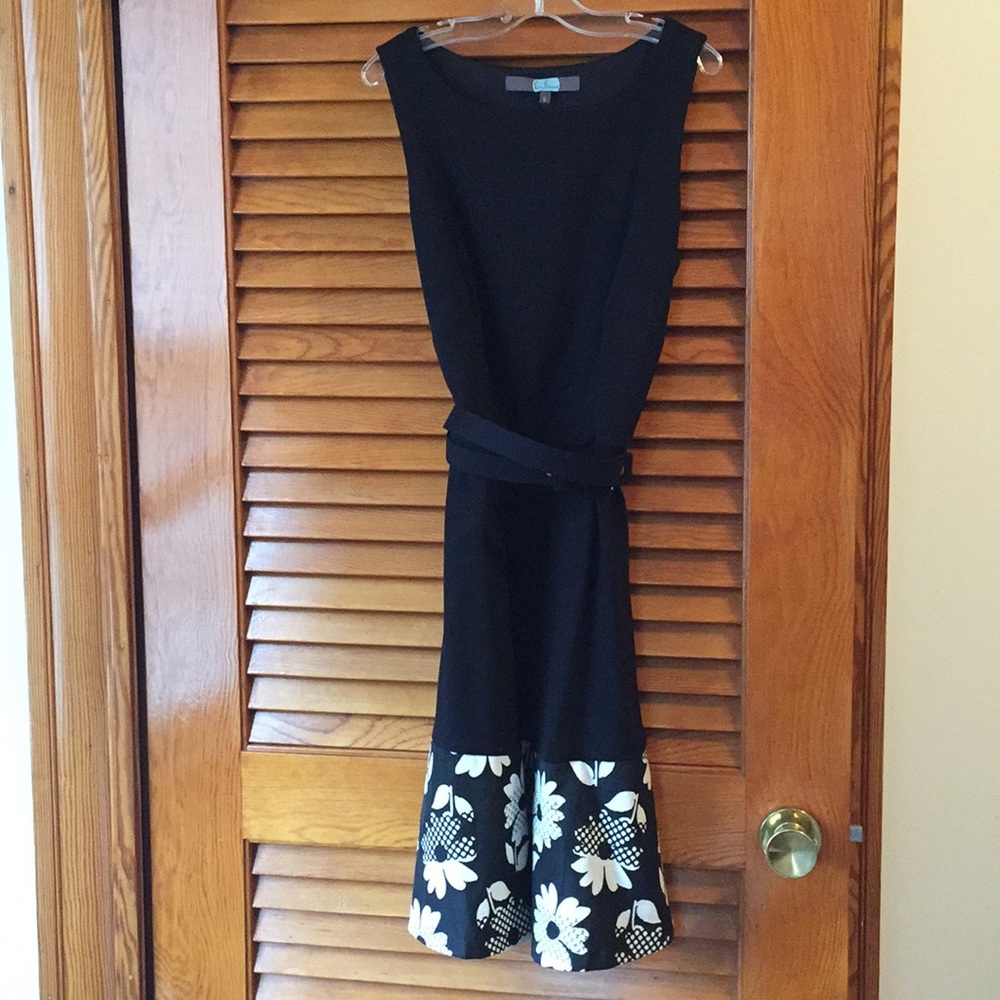 Eva Franco black dress with flower pattern